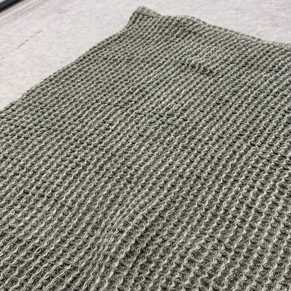 Pottery Barn Waffle Weave Blanket Green Full Size 80x82